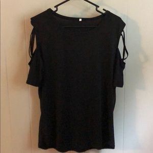 Silky Black Top with Fancy Sleeves